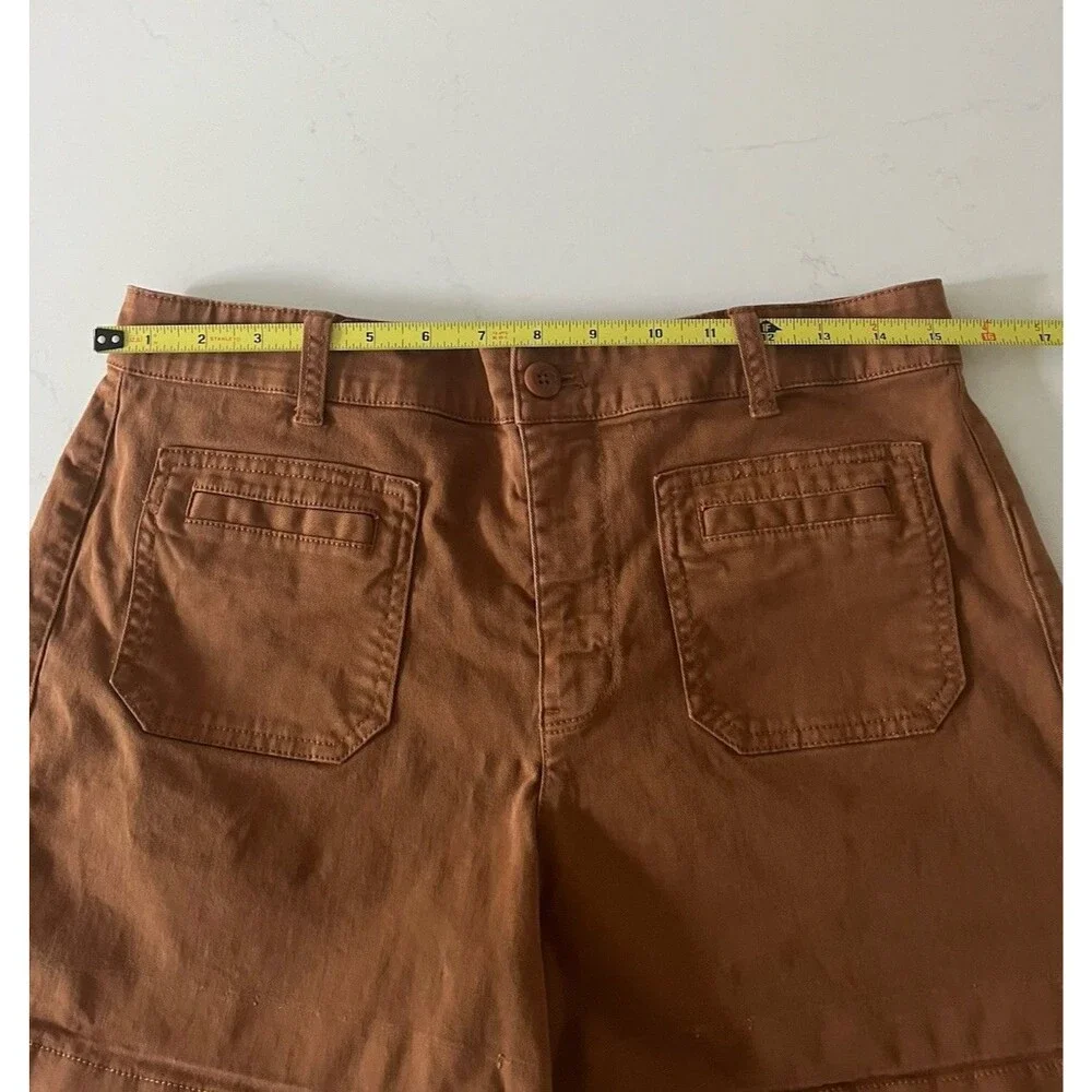 J.Crew Brown Chino Shorts Womens 6 High Rise Stretch Cotton Patch Pockets